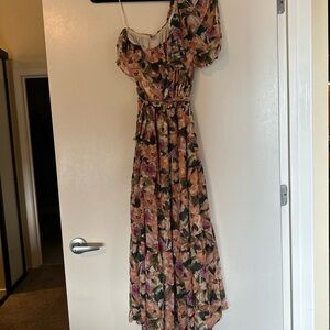 ASTR Floral One-Shoulder Dress